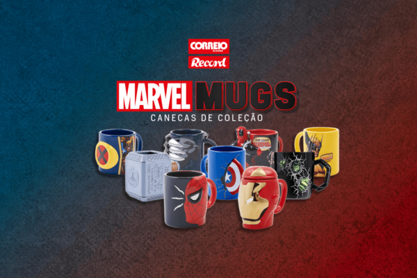 Canecas de coleção Marvel com o Record e o CM